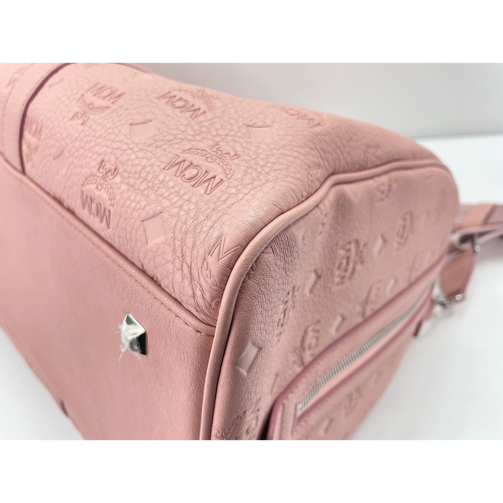 MCM Weekend Bag Boston Leather Pink - Picture 6 of 12